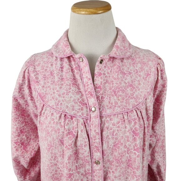 Artistic Fantasy Vintage 90's Nightgown Small Floral Button-Up With Pockets Pink - Picture 6 of 14